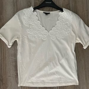 Topshop white top with neck detail, size 2